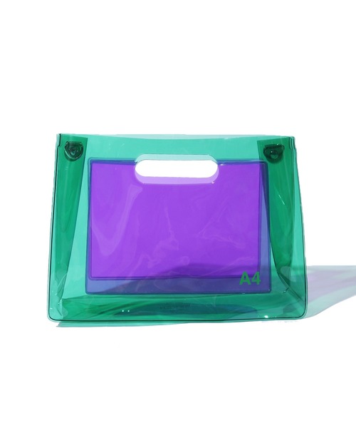 NaNa-NaNa(ナナナナ)の「nana-nana/ナナナナ A4/A5 (PVC) クリアハンドバッグ ハンドバック ショルダーバック 2WAY(ハンドバッグ・メンズ・パープル系その他/グリーン系その他・ONE SIZE)」の2枚目の写真