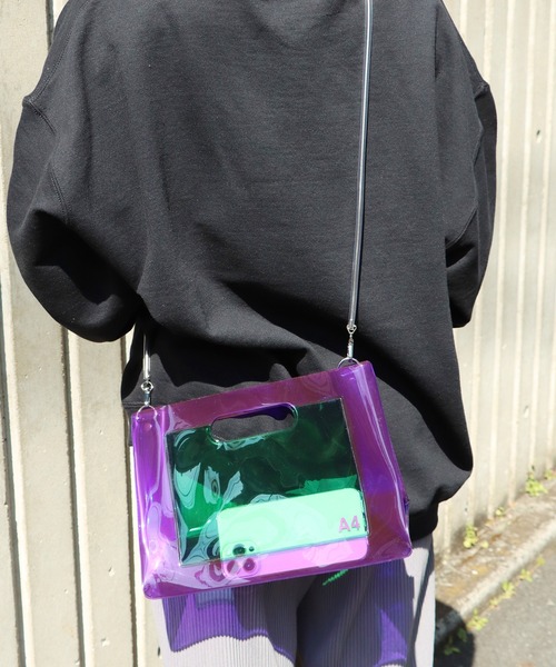 NaNa-NaNa(ナナナナ)の「nana-nana/ナナナナ A4/A5 (PVC) クリアハンドバッグ ハンドバック ショルダーバック 2WAY(ハンドバッグ・メンズ・パープル系その他/グリーン系その他・ONE SIZE)」の18枚目の写真