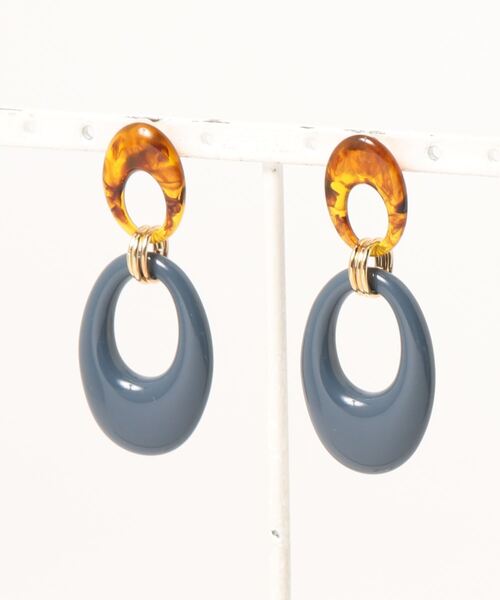 KATHARINE ROSS（キャサリンロス）の「【KATHARINE ROSS】オーバル2連ピアス（ピアス（両耳用）・レディース・ブラウン/グレー・MEDIUM）」の6枚目の写真