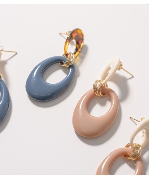 KATHARINE ROSS（キャサリンロス）の「【KATHARINE ROSS】オーバル2連ピアス（ピアス（両耳用）・レディース・ブラウン/グレー・MEDIUM）」の3枚目の写真