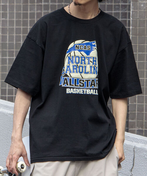 GLOSTER（グロスター）の「【GLOSTER/グロスター】立体プリント バスケットボールモチーフ ビッグシルエットTシャツ（Tシャツ/カットソー・メンズ・ホワイト/ブラック/アッシュグレー・MEDIUM/LARGE）」の2枚目の写真