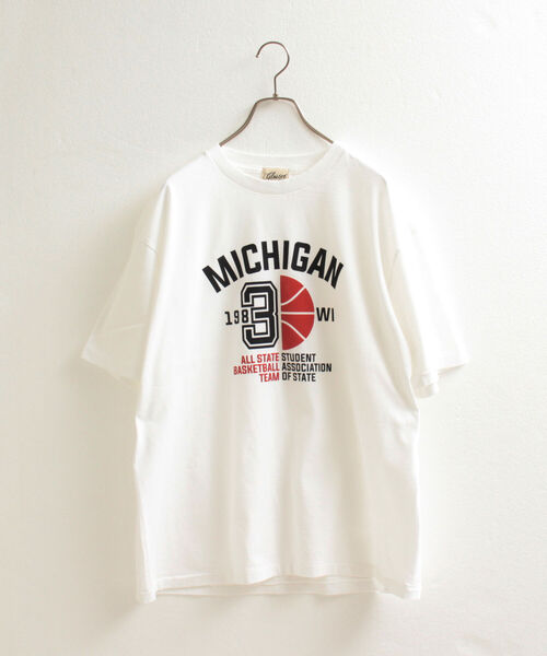 GLOSTER（グロスター）の「【GLOSTER/グロスター】立体プリント バスケットボールモチーフ ビッグシルエットTシャツ（Tシャツ/カットソー・メンズ・ホワイト/ブラック/アッシュグレー・MEDIUM/LARGE）」の4枚目の写真