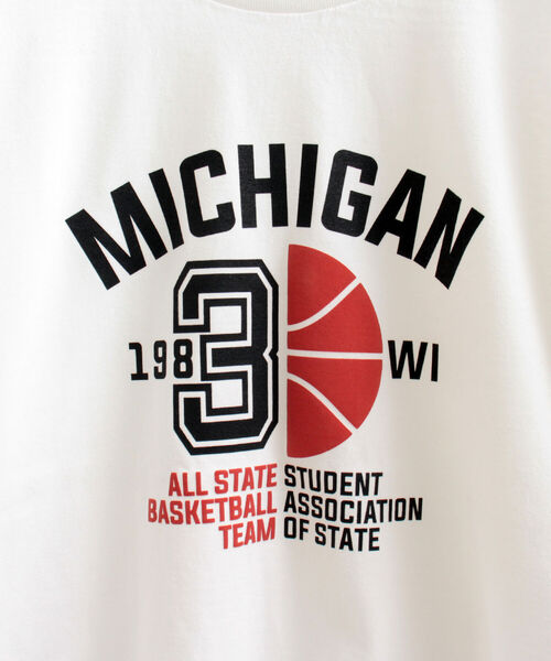 GLOSTER（グロスター）の「【GLOSTER/グロスター】立体プリント バスケットボールモチーフ ビッグシルエットTシャツ（Tシャツ/カットソー・メンズ・ホワイト/ブラック/アッシュグレー・MEDIUM/LARGE）」の5枚目の写真