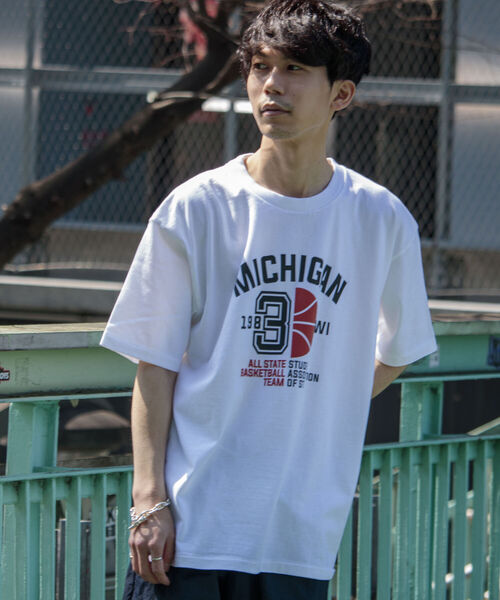 GLOSTER（グロスター）の「【GLOSTER/グロスター】立体プリント バスケットボールモチーフ ビッグシルエットTシャツ（Tシャツ/カットソー・メンズ・ホワイト/ブラック/アッシュグレー・MEDIUM/LARGE）」の8枚目の写真