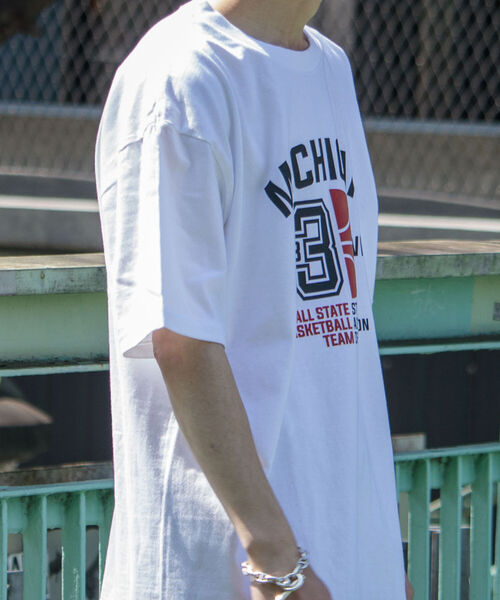 GLOSTER（グロスター）の「【GLOSTER/グロスター】立体プリント バスケットボールモチーフ ビッグシルエットTシャツ（Tシャツ/カットソー・メンズ・ホワイト/ブラック/アッシュグレー・MEDIUM/LARGE）」の10枚目の写真