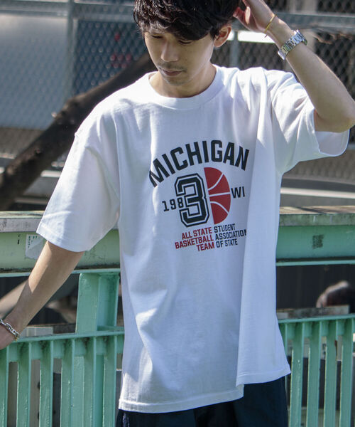 GLOSTER（グロスター）の「【GLOSTER/グロスター】立体プリント バスケットボールモチーフ ビッグシルエットTシャツ（Tシャツ/カットソー・メンズ・ホワイト/ブラック/アッシュグレー・MEDIUM/LARGE）」の11枚目の写真