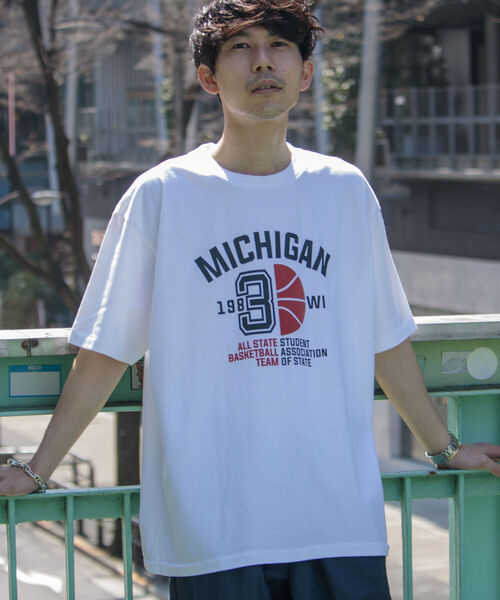 GLOSTER（グロスター）の「【GLOSTER/グロスター】立体プリント バスケットボールモチーフ ビッグシルエットTシャツ（Tシャツ/カットソー・メンズ・ホワイト/ブラック/アッシュグレー・MEDIUM/LARGE）」の16枚目の写真