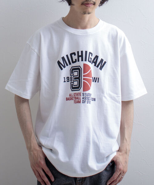 GLOSTER（グロスター）の「【GLOSTER/グロスター】立体プリント バスケットボールモチーフ ビッグシルエットTシャツ（Tシャツ/カットソー・メンズ・ホワイト/ブラック/アッシュグレー・MEDIUM/LARGE）」の18枚目の写真