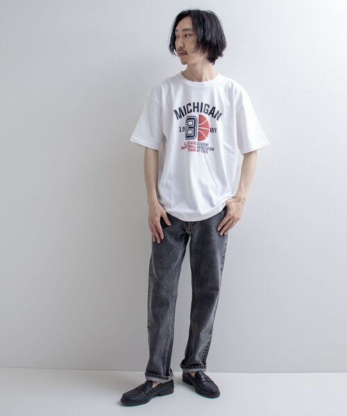 GLOSTER（グロスター）の「【GLOSTER/グロスター】立体プリント バスケットボールモチーフ ビッグシルエットTシャツ（Tシャツ/カットソー・メンズ・ホワイト/ブラック/アッシュグレー・MEDIUM/LARGE）」の21枚目の写真