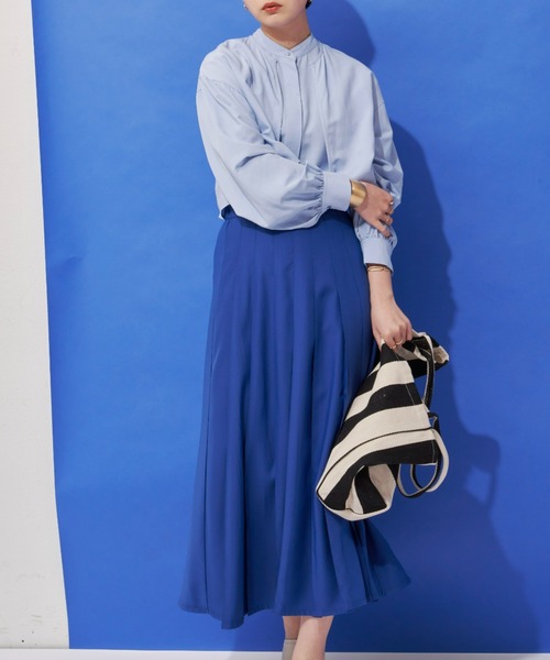 Aunt Marie's（アントマリーズ）の「フロントタックプリーツスカート（スカート・レディース・ブルー/ブラック・FREE）」の4枚目の写真