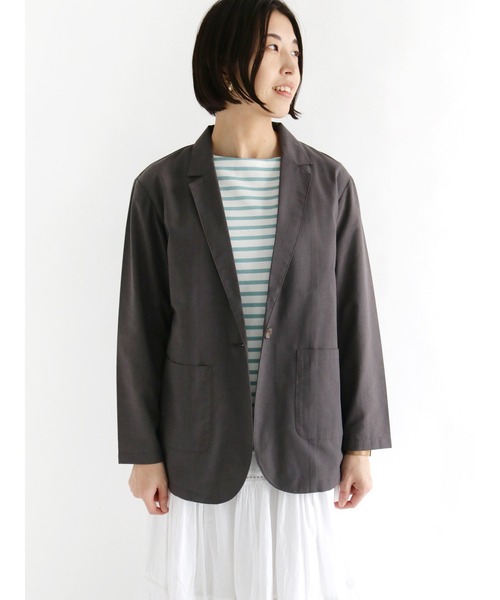 Lugnoncure（ルノンキュール）の「麻混サマージャケット（テーラードジャケット・レディース・ベージュ/ブラウン/チャコールグレー・ﾌﾘ-）」の2枚目の写真