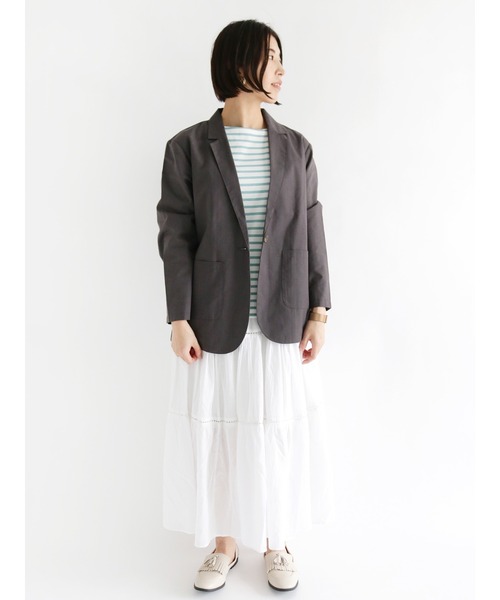 Lugnoncure（ルノンキュール）の「麻混サマージャケット（テーラードジャケット・レディース・ベージュ/ブラウン/チャコールグレー・ﾌﾘ-）」の14枚目の写真