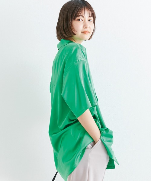 LAVEANGE（ラビアンジェ）の「オープンカラーシャツ（シャツ/ブラウス・レディース・ブラック/パープル/ピンク/ブルー/ライトグリーン・F）」の14枚目の写真