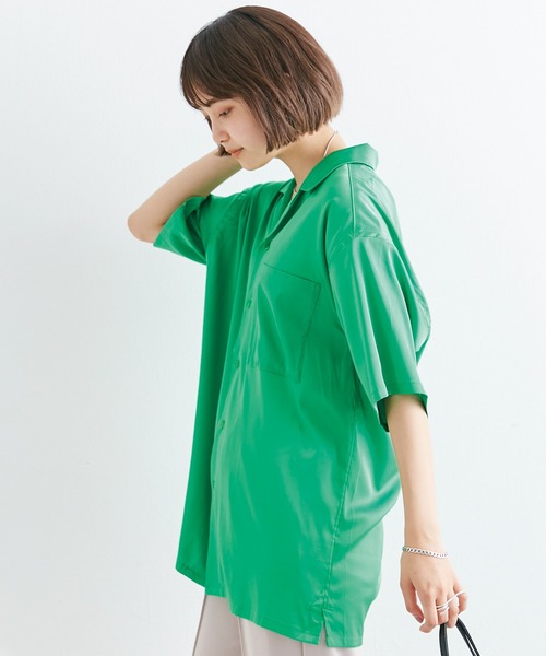 LAVEANGE（ラビアンジェ）の「オープンカラーシャツ（シャツ/ブラウス・レディース・ブラック/パープル/ピンク/ブルー/ライトグリーン・F）」の15枚目の写真