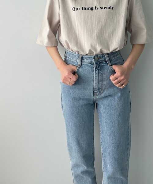 LE MORE(リモア)の「ハイウエストスリムテーパードデニム(デニムパンツ・レディース・ライトブルー・S/M)」の11枚目の写真