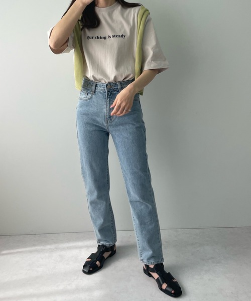 LE MORE(リモア)の「ハイウエストスリムテーパードデニム(デニムパンツ・レディース・ライトブルー・S/M)」の13枚目の写真