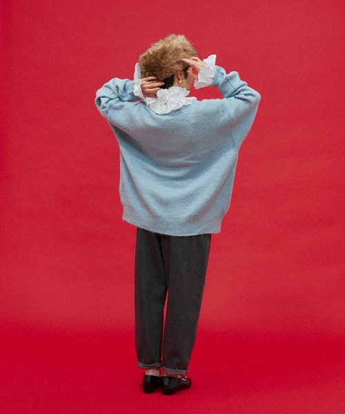 manana suerte(マニャーナスエルテ)の「オーバールーズニット(ニット/セーター・レディース・ブラック/パープル/ピンク/イエロー/グリーン/グレー/アイボリー/ライトブルー・FREE)」の9枚目の写真