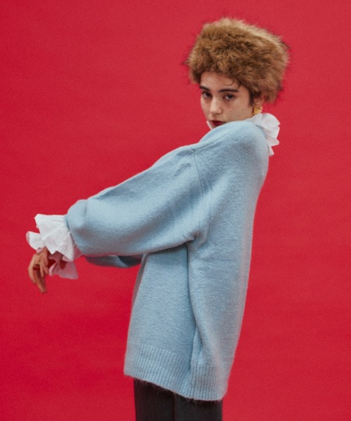 manana suerte(マニャーナスエルテ)の「オーバールーズニット(ニット/セーター・レディース・ブラック/パープル/ピンク/イエロー/グリーン/グレー/アイボリー/ライトブルー・FREE)」の12枚目の写真