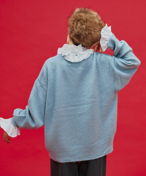 manana suerte(マニャーナスエルテ)の「オーバールーズニット(ニット/セーター・レディース・ブラック/パープル/ピンク/イエロー/グリーン/グレー/アイボリー/ライトブルー・FREE)」の17枚目の写真