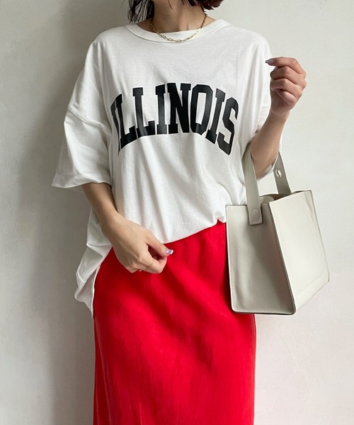 DouDou(ドゥドゥ)の「ILLINOIS 2WAY TEE(Tシャツ/カットソー・レディース・オフホワイト/グレー/チャコールグレー・FREE)」の1枚目の写真