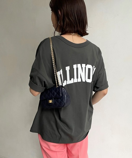DouDou(ドゥドゥ)の「ILLINOIS 2WAY TEE(Tシャツ/カットソー・レディース・オフホワイト/グレー/チャコールグレー・FREE)」の2枚目の写真
