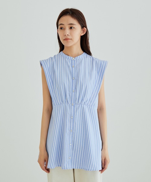 サロン アダム エ ロペ ストライプバンドカラー SALON adam et rope'（サロン アダム エ ロペ）の「【WEB限定