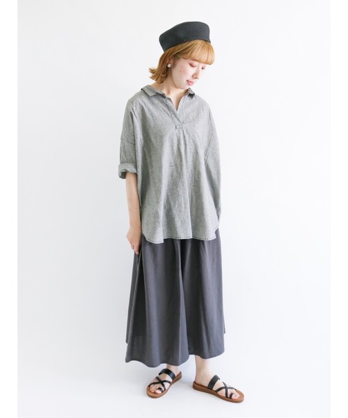 Samansa Mos2（サマンサ モスモス）の「コットンリネンハカマパンツ（その他パンツ・レディース・ブラック/ベージュ/ブラウン/チャコール・ﾌﾘ-）」の9枚目の写真