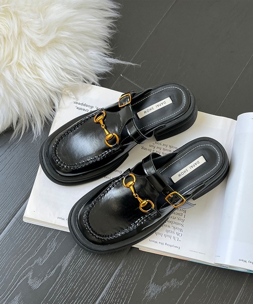 me+em select（ミームセレクト）の「チャンキーソールビットローファーサボサンダル（サンダル・レディース・アイボリー/ブラック/グリーン・37/38/39）」の3枚目の写真