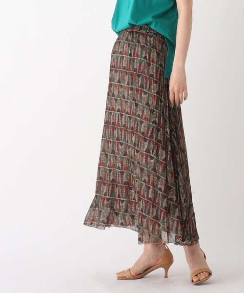 OPAQUE.CLIP（オペークドットクリップ）の「◆【ミュルーズモダン(R)】楊柳プリーツスカート【WEB限定サイズ】（スカート・レディース・ダークブラウン系/オレンジ系1・40/38/36）」の2枚目の写真