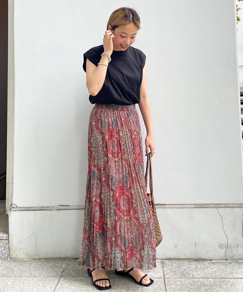 OPAQUE.CLIP（オペークドットクリップ）の「◆【ミュルーズモダン(R)】楊柳プリーツスカート【WEB限定サイズ】（スカート・レディース・ダークブラウン系/オレンジ系1・40/38/36）」の8枚目の写真