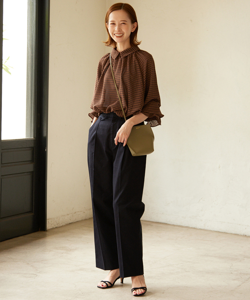 SLOBE IENA（スローブイエナ）の「《追加》ツイルタックスリムストレートスラックス（その他パンツ・レディース・ネイビー/ピンク系その他・40/38/36/34）」の6枚目の写真