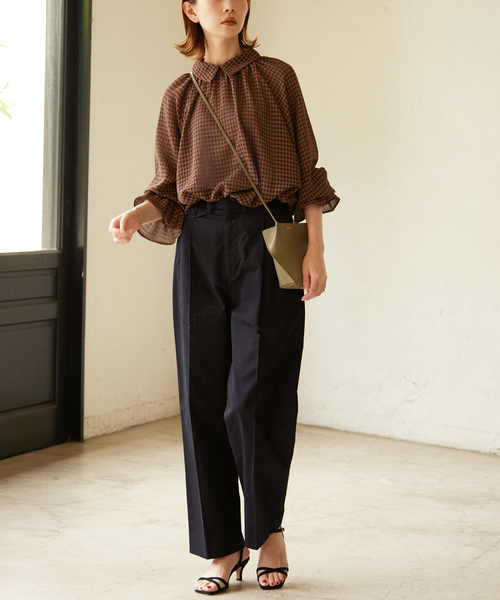 SLOBE IENA（スローブイエナ）の「《追加》ツイルタックスリムストレートスラックス（その他パンツ・レディース・ネイビー/ピンク系その他・40/38/36/34）」の7枚目の写真