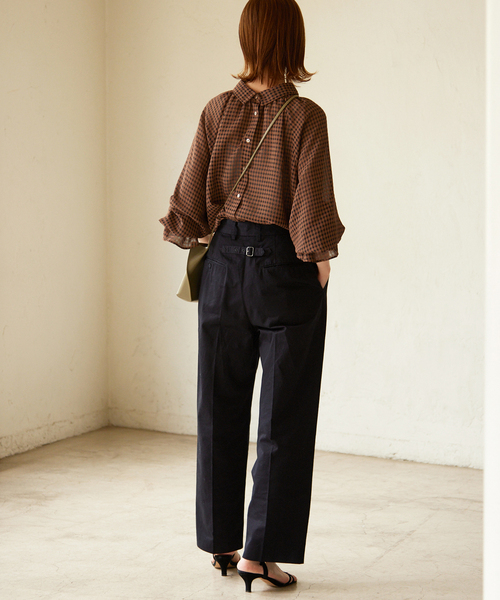 SLOBE IENA（スローブイエナ）の「《追加》ツイルタックスリムストレートスラックス（その他パンツ・レディース・ネイビー/ピンク系その他・40/38/36/34）」の9枚目の写真