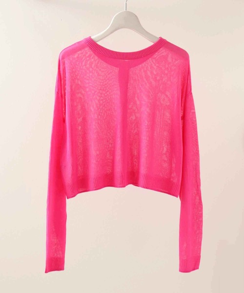 sara&cake（サラアンドケイク）の「シアーニット2WAYショートカーディガン（カーディガン/ボレロ・レディース・ピンク/オレンジ/グリーン・FREE）」の14枚目の写真