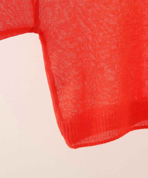 sara&cake（サラアンドケイク）の「シアーニット2WAYショートカーディガン（カーディガン/ボレロ・レディース・ピンク/オレンジ/グリーン・FREE）」の9枚目の写真