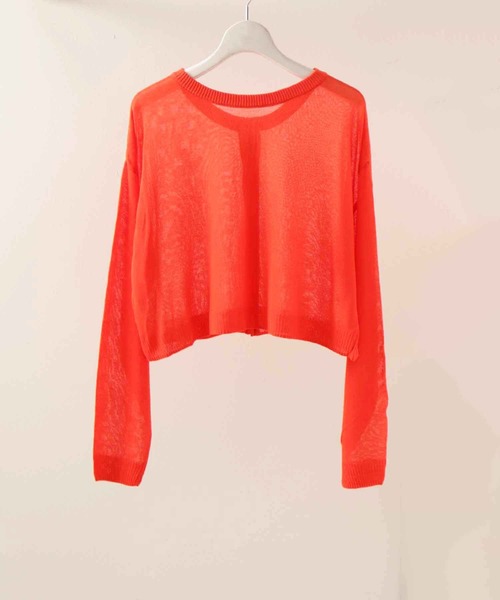 sara&cake（サラアンドケイク）の「シアーニット2WAYショートカーディガン（カーディガン/ボレロ・レディース・ピンク/オレンジ/グリーン・FREE）」の15枚目の写真