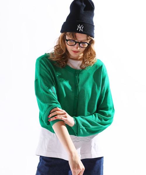 sara&cake（サラアンドケイク）の「シアーニット2WAYショートカーディガン（カーディガン/ボレロ・レディース・ピンク/オレンジ/グリーン・FREE）」の22枚目の写真