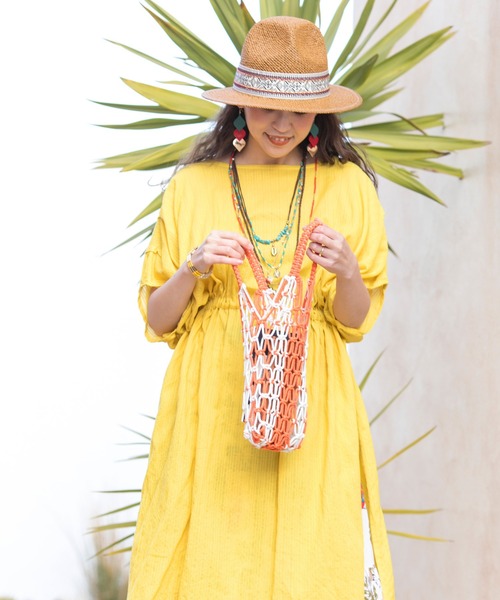 チャイハネ（チャイハネ）の「【チャイハネ】マクラメサウナミニバッグ（トートバッグ・レディース・ブラック/オレンジ/ブルー/グリーン・FREE）」の8枚目の写真