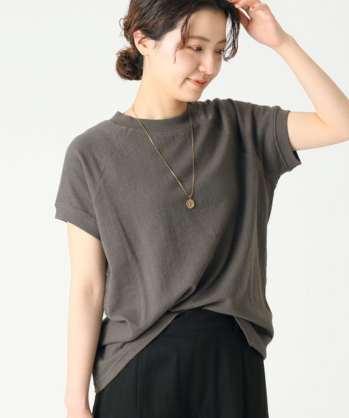 B.C STOCK(ベーセーストック)の「梨地ラグランTシャツ(Tシャツ/カットソー・レディース・ホワイト/ブラック/グリーン・FREE)」の5枚目の写真
