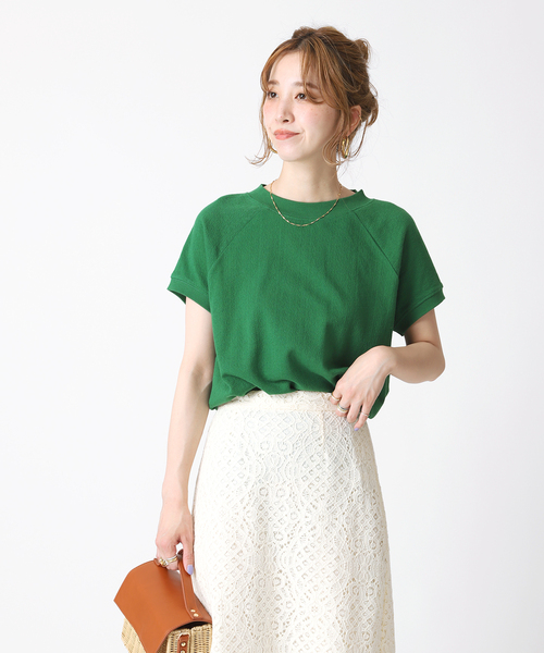 B.C STOCK(ベーセーストック)の「梨地ラグランTシャツ(Tシャツ/カットソー・レディース・ホワイト/ブラック/グリーン・FREE)」の13枚目の写真
