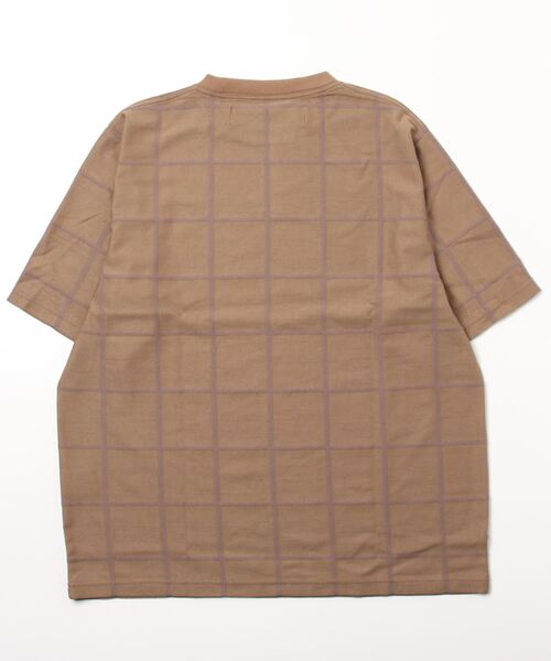 NANO universe(ナノユニバース)の「LB.04/ジャガードチェッククルーネックTシャツ(Tシャツ/カットソー・メンズ・ネイビー/ブラック/ベージュ・S/L/M/XL)」の4枚目の写真