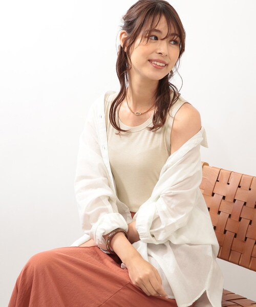 DRESKIP（ドレスキップ）の「◆【接触冷感】メランジタンクトップ（タンクトップ・レディース・ライトベージュ/オフホワイト/ブラック・02/03）」の3枚目の写真