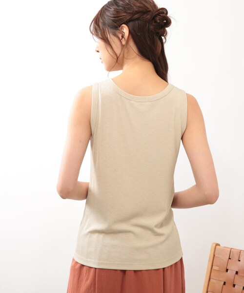DRESKIP（ドレスキップ）の「◆【接触冷感】メランジタンクトップ（タンクトップ・レディース・ライトベージュ/オフホワイト/ブラック・02/03）」の6枚目の写真