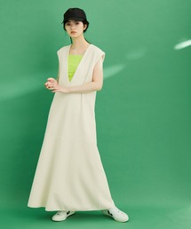 ADAM ET ROPE' グリーン ノースリーブ ロングワンピース 美品 Adam et Rope' アダムエロペ ノースリーブ ロング