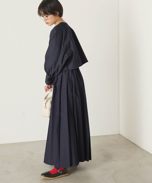 forksy.（フォルクシー）の「【forksy.】2wayデニムショート丈ボリューム袖ブラウス（シャツ/ブラウス・レディース・ブラック/インディゴブルー/ライトベージュ/サックスブルー・FREE）」の21枚目の写真