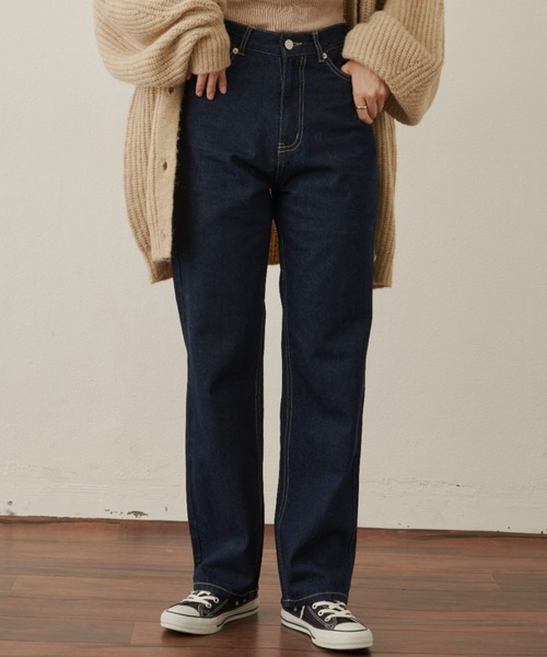 VANNIE U（ヴァニーユー）の「ストレートデニムパンツ（デニムパンツ・レディース・ネイビー/ブラック・FREE/S）」の6枚目の写真