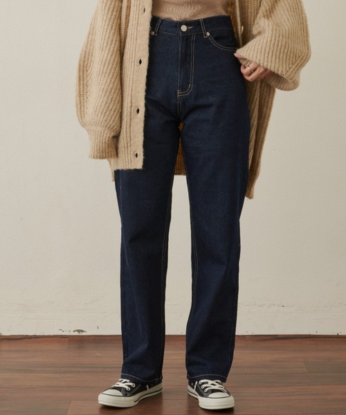 VANNIE U（ヴァニーユー）の「ストレートデニムパンツ（デニムパンツ・レディース・ネイビー/ブラック・FREE/S）」の7枚目の写真