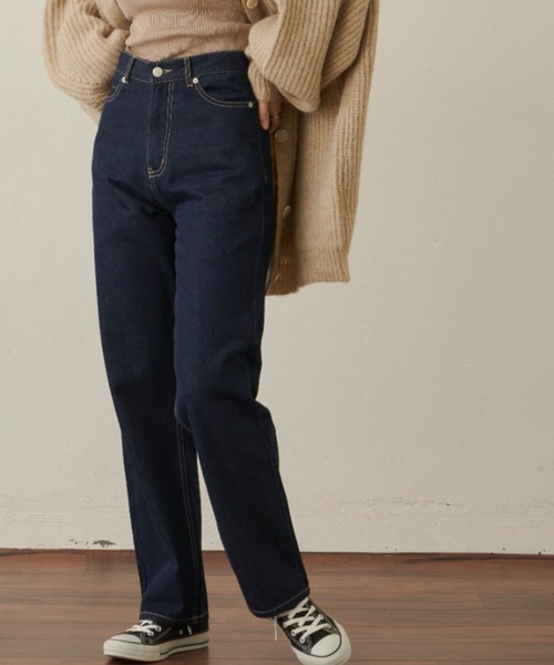 VANNIE U（ヴァニーユー）の「ストレートデニムパンツ（デニムパンツ・レディース・ネイビー/ブラック・FREE/S）」の8枚目の写真