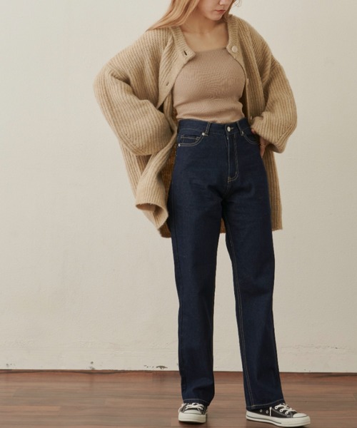 VANNIE U（ヴァニーユー）の「ストレートデニムパンツ（デニムパンツ・レディース・ネイビー/ブラック・FREE/S）」の10枚目の写真