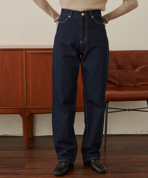 VANNIE U（ヴァニーユー）の「ストレートデニムパンツ（デニムパンツ・レディース・ネイビー/ブラック・FREE/S）」の11枚目の写真